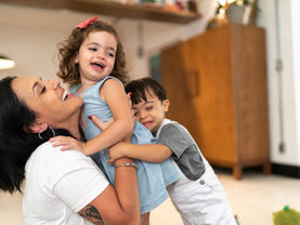 Cute family loving each other in Boston