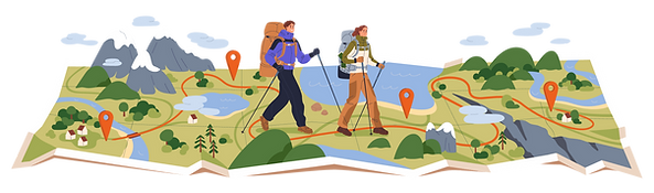 Hikers On Map