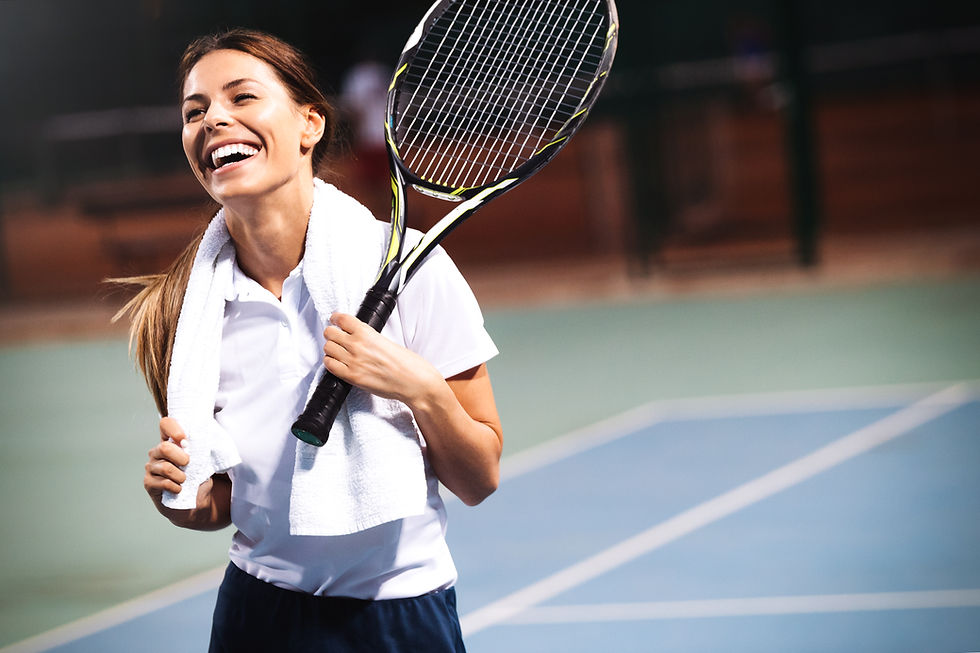 Tennis player laughing