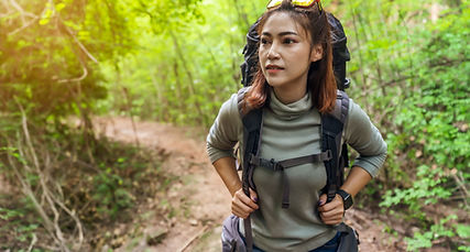 Tourist hiking in Puerto Rico Rainforest