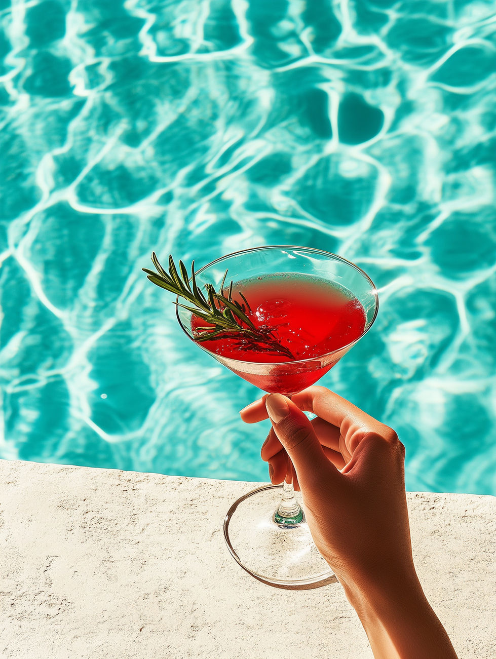 Red Cocktail by Pool