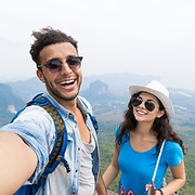 Traveling Couple Smiling