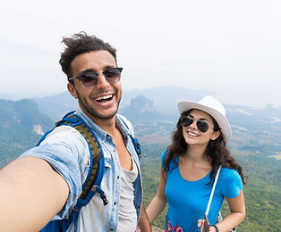 Traveling Couple Smiling