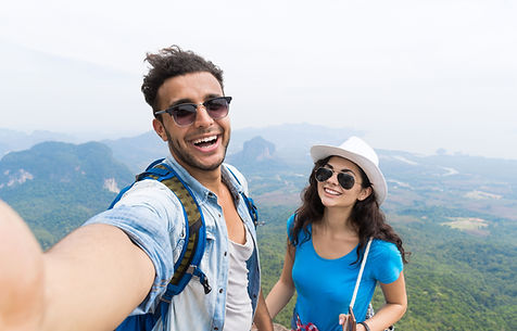 Traveling Couple Smiling