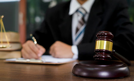 An judge taking notes
