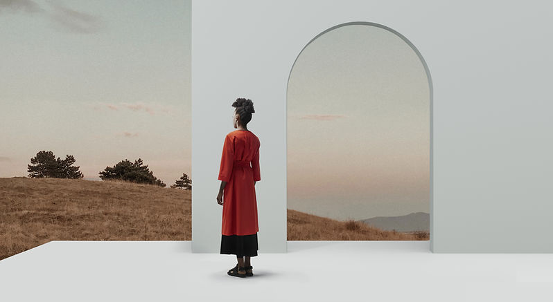 Frau in rot