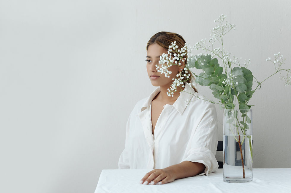 Woman Behind Flowers