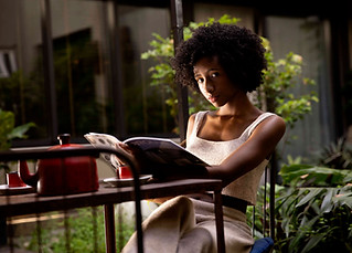 Woman Reading Outdoors