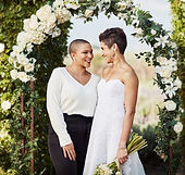 Wedding couple smiling