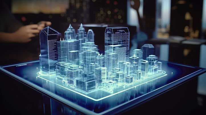 Holograma de edificios modernos