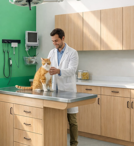 Veterinarian Examining Cat