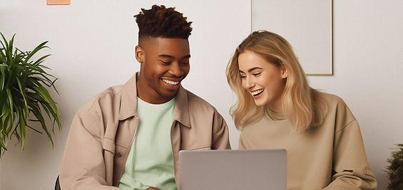 Paar gelukkige collega's