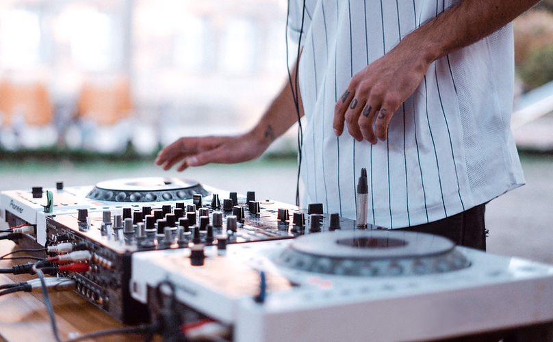Audio mixing table closeup