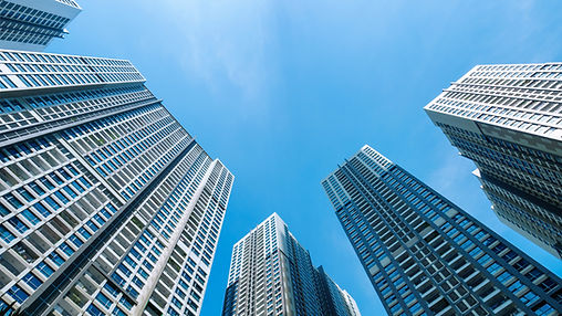 Apartment buildings seen from below in Ho Chi Minh City, Vietnam