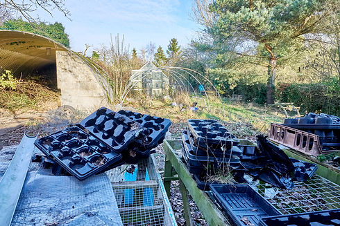 Discarded rubbish in large garden