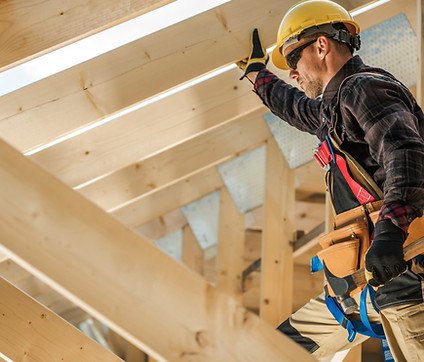 Construction worker climbing