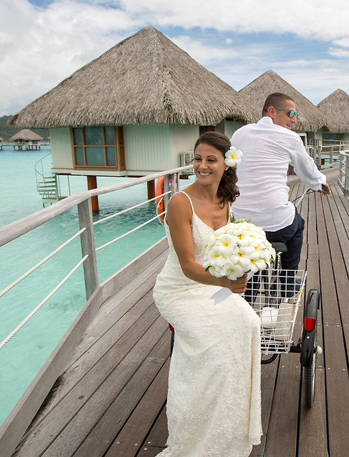 Couple enjoying time together at a tropical honeymoon destination