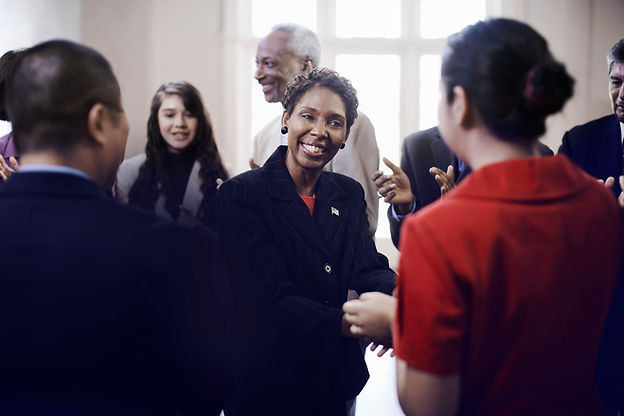 Neighbors meeting at a local community event