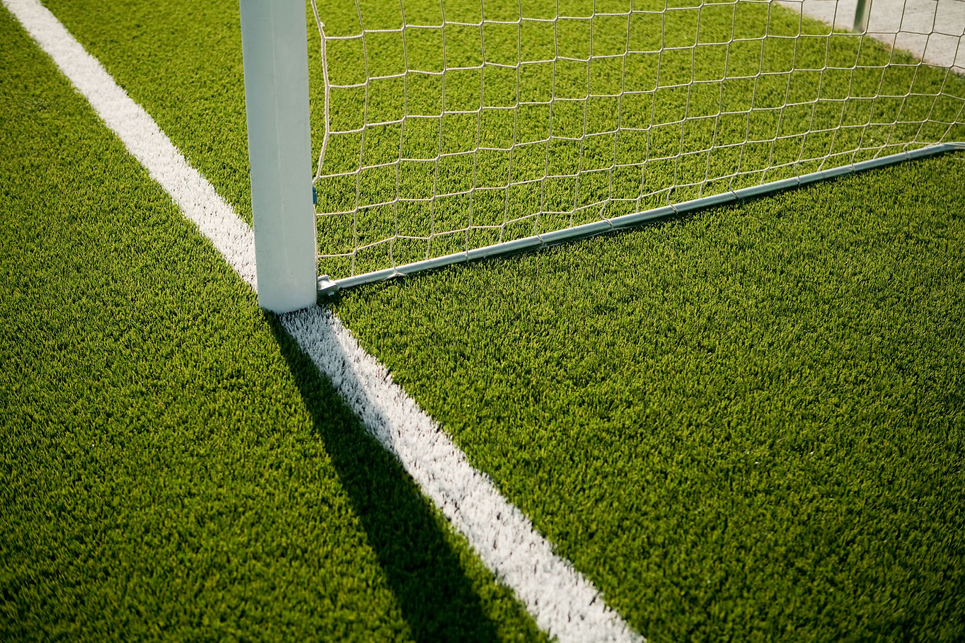 Football goals with grass