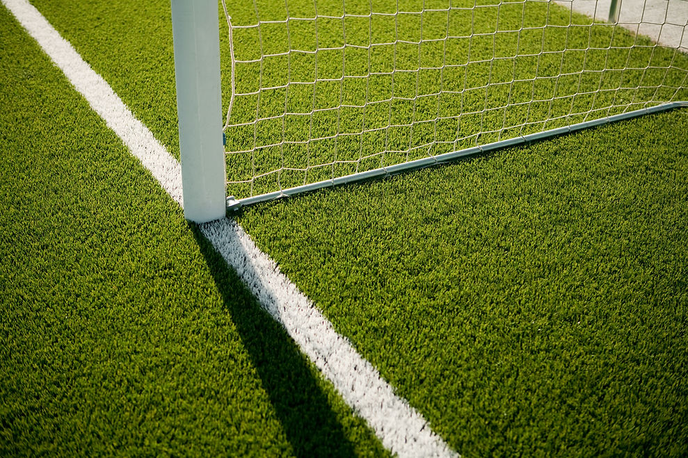 Football goals with grass