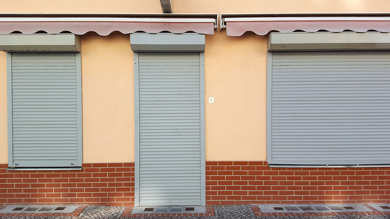 Closed shutters of store