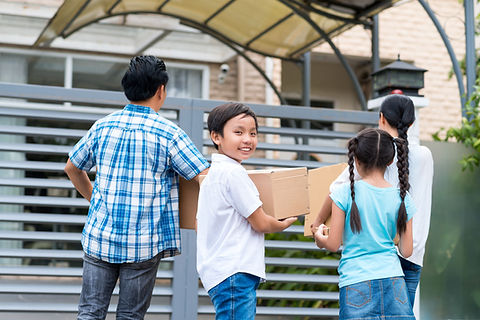 Asian family moving to a new house