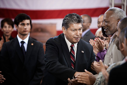 Politician with Supporters