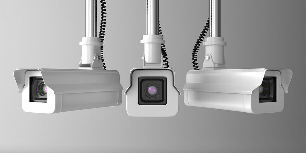 Three security cameras monitoring the area