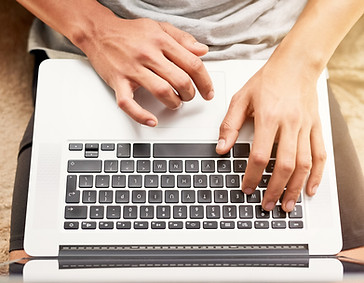 Working on laptop