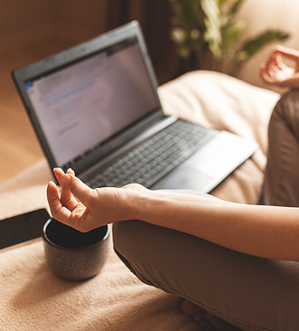 Meditation with laptop