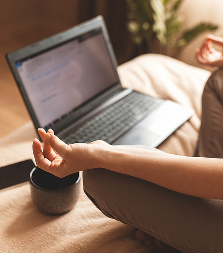 Meditation with laptop