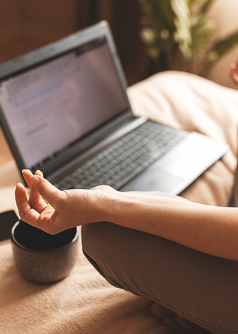 Meditation with laptop