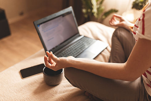 Meditation with laptop