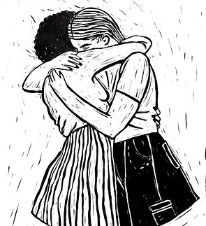 Black-and-white warm embrace