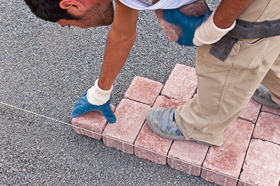 Block paving being placed onto a driveway