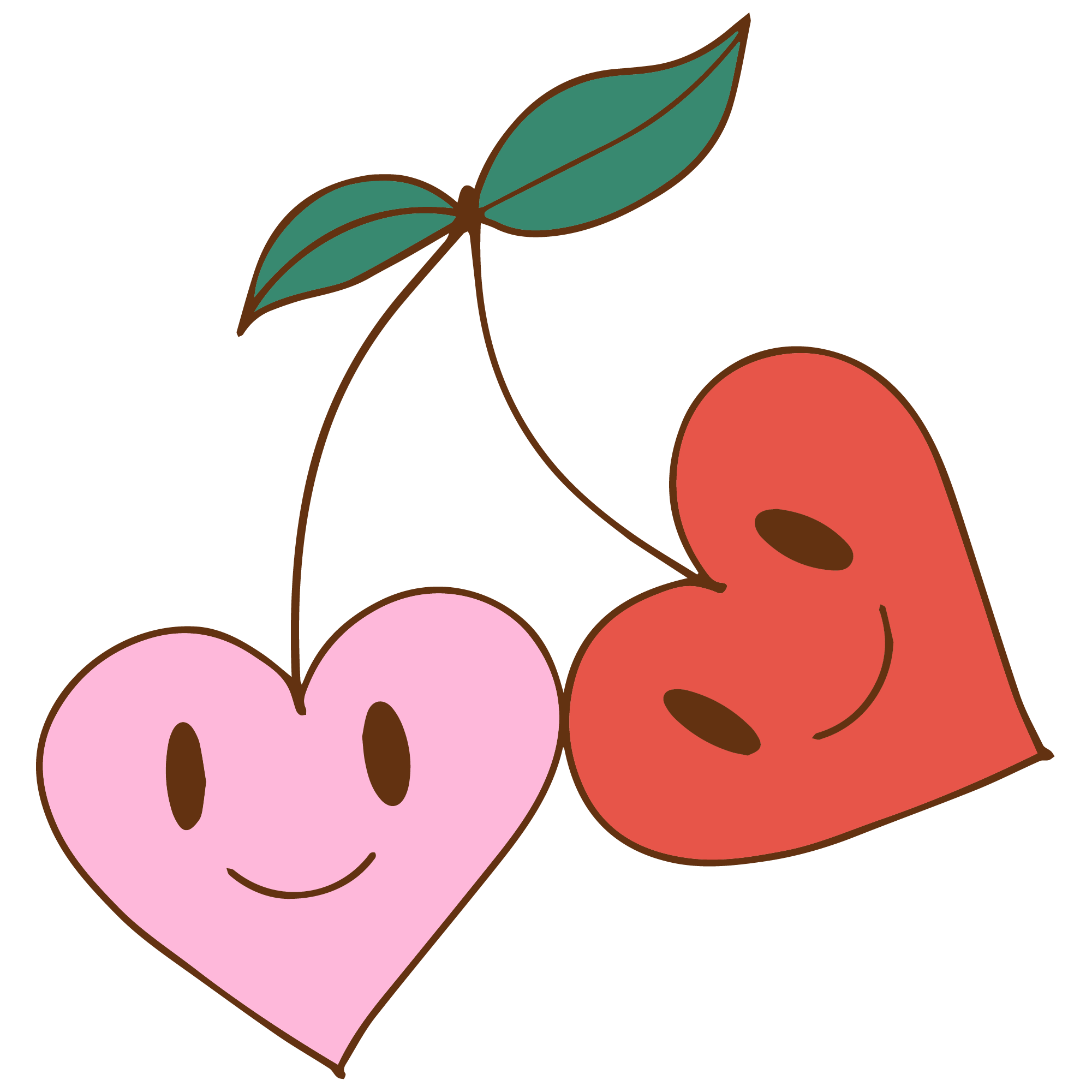 Cerises en forme de cœur souriant