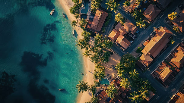 Vista aérea de la playa tropical