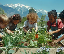 Les enfants jardinent ensemble