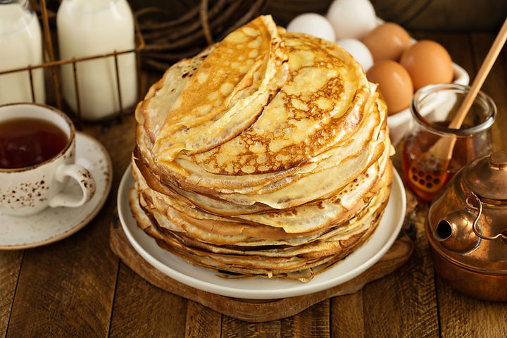 Stack of Russian crepes