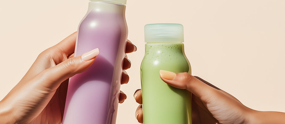 Two hands holding bottles of THC-infused beverages in different flavors, representing a new trend in the cannabis industry.