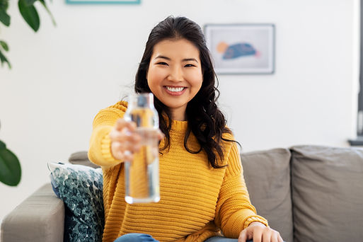 Smiling Woman Hydrating