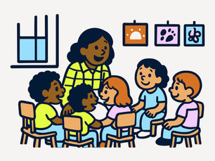 Teacher with children.