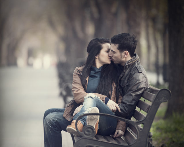 Kissing on a Bench