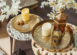 Antique Lanterns on Copper Tray