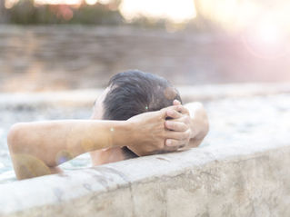 man in japanese hot spring bath