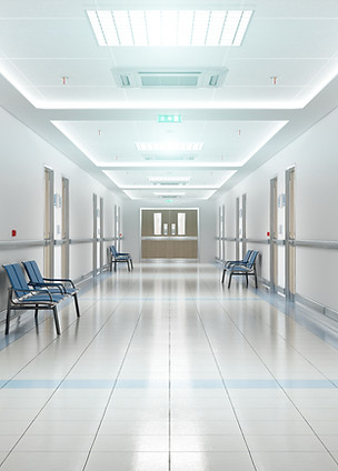 Empty aisle in the hospital