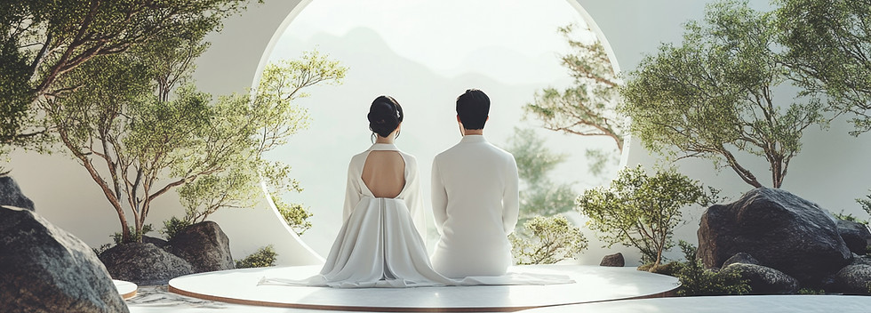 Couple dans un jardin zen