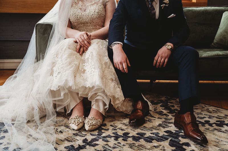Bride and groom seated