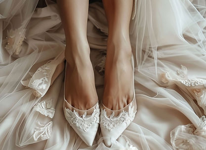 Chaussures et robe de mariée tendance