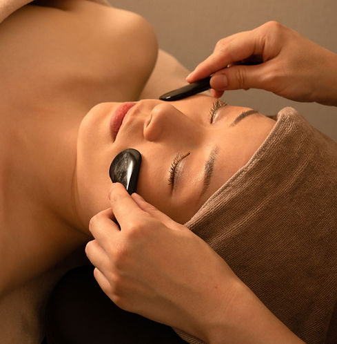 Client getting their facial in Woodland Hills, CA.